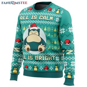 All is Calm All Bright Snorlax Pokemon Ugly Christmas Sweater 2 2195