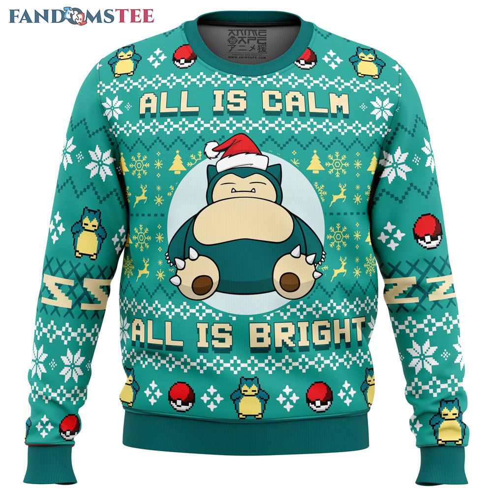 All is Calm All Bright Snorlax Pokemon Ugly Christmas Sweater