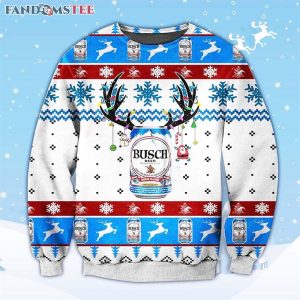 Busch Beer Deer Horn Holiday Ugly Christmas Sweater