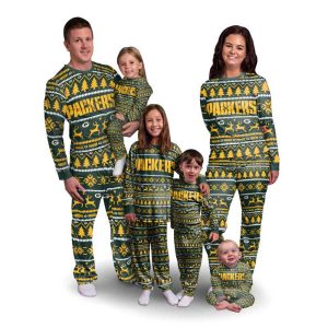 Green Bay Packers NFL Ugly Patern Holiday Family Pajamas Set