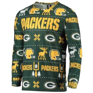 Green Bay Packers NFL Wordmark Ugly Pajama Set