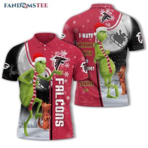 Grinch Christmas Atlanta Falcons NFL I Hate Morning People Polo Shirt