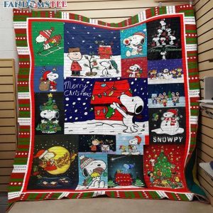 Merry Christmas Snoopy And Charlie Brown King Size Fleece Blanket