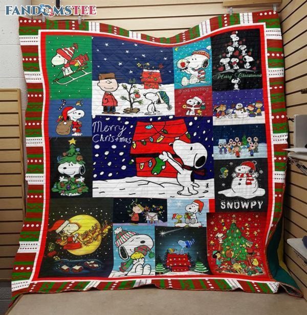 Merry Christmas Snoopy And Charlie Brown King Size Fleece Blanket