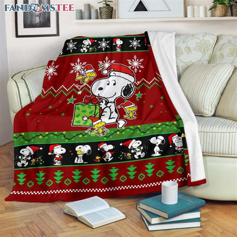 Merry Christmas Snoopy Blanket Sherpa Fleece Blanket