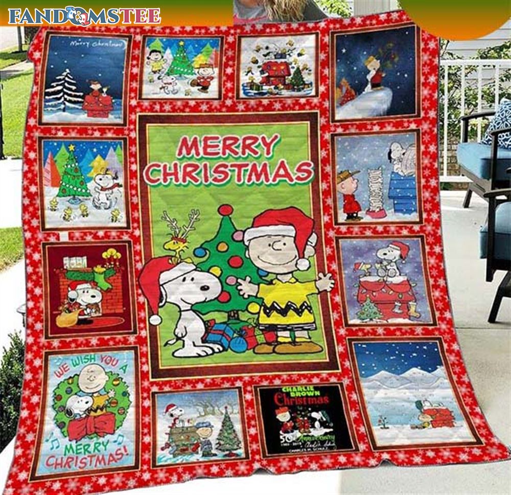 Snoopy And Charlie Brown Merry Christmas Snoopy Christmas Blanket