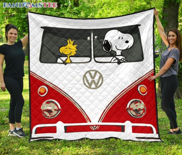 Snoopy And Woodstock VW Camper Best Fleece Blanket