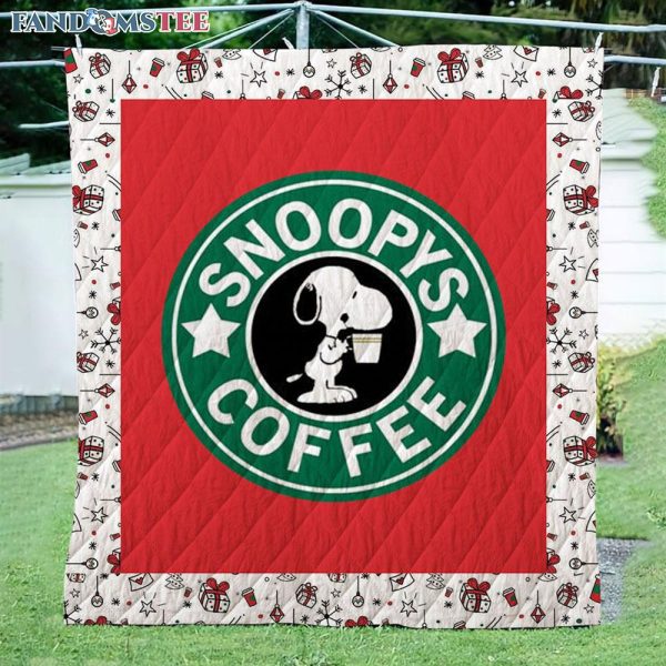 Snoopy Coffee Starbuck Queen Size Fleece Blanket
