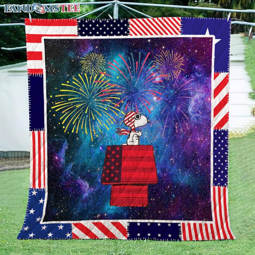 Snoopy Happy 4th Of July Independence Day Sherpa Fleece Blanket