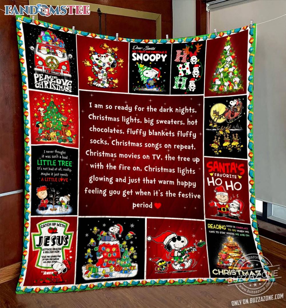 Snoopy Ready For Christmas King Size Fleece Blanket