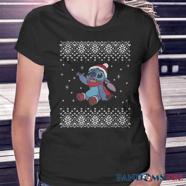 Disney Lilo and Stitch Snow Day Ugly Christmas Girls Slouchy Sweatshirt