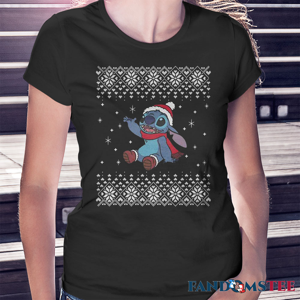 Disney Lilo and Stitch Snow Day Ugly Christmas Girls Slouchy Sweatshirt