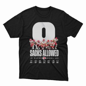 1 Unisex shirt Kansas City Chiefs Sacks Allowed In Super Bowl Lvii Signatures Shirt Teechalla Shirt Ladies Tee