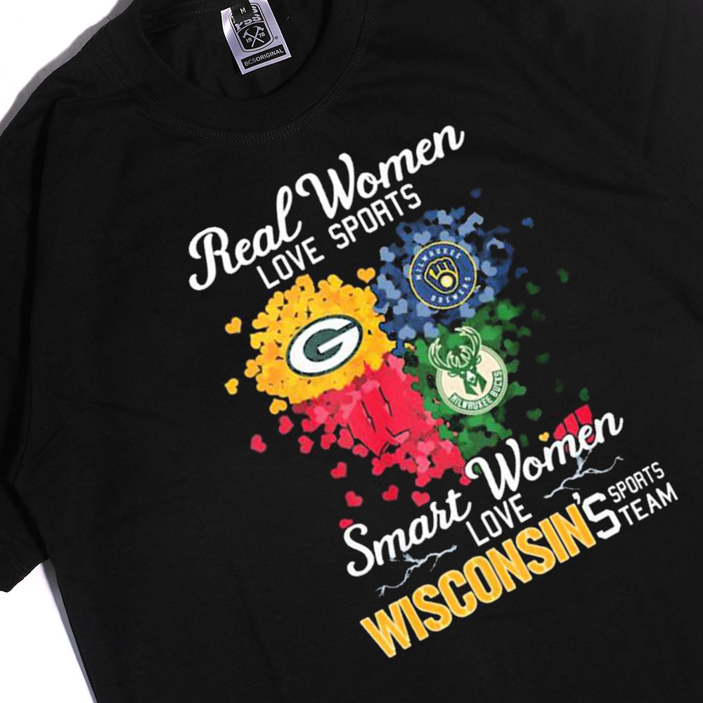 Milwaukee Bucks Real Women Love Sports Smart Women Love Wisconsins Shirt, Ladies Tee