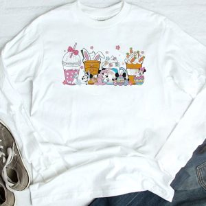 longsleeve shirt Cute Ester Bunny Mickey And Minnie Easter Coffe Cup Shirt Hoodie
