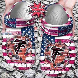 Atlanta Falcons American Flag Breaking Wall Customized Crocs Shoes