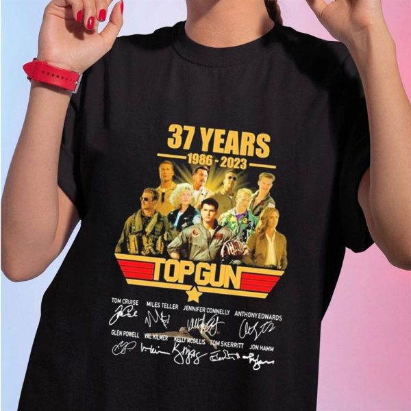 37 Years Anniversary Top Gun Characters 1986 2023 Signatures Ladies Tee Shirt