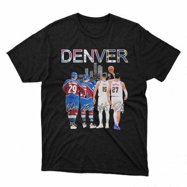 Rantanen Mackinnon Jokic And Jamal Murray Denver Skyline Sports Teams Signatures Shirt, Hoodie