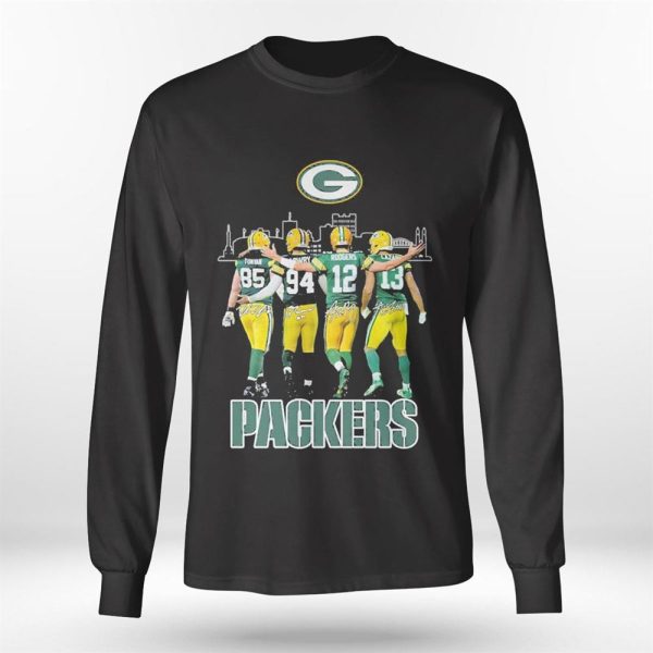 Green Bay Packers Players Skyline Signatures Ladies Tee Shirt