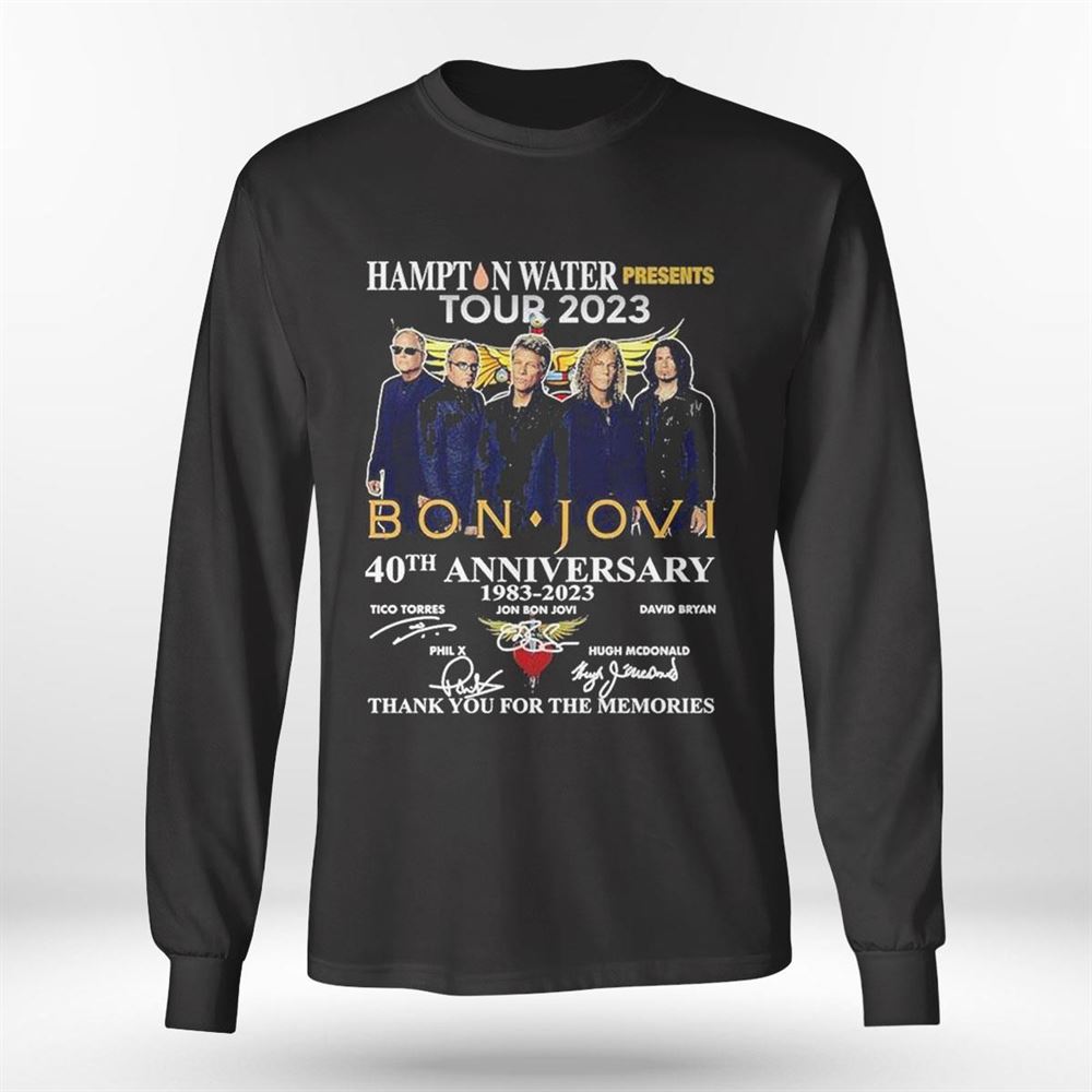 Hampton Water Presents Tour 2023 Bon Jovi 40th Anniversary 1983 Thank You For The Memories Shirt