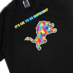Men Tee Autism Detroit Lions Its Ok To Be Different Shirt Hoodie