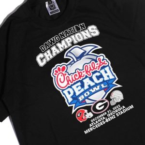 Men Tee Dawg Nation Georgia Bulldogs 2022 Peach Bowl Champions Ladies Tee Shirt