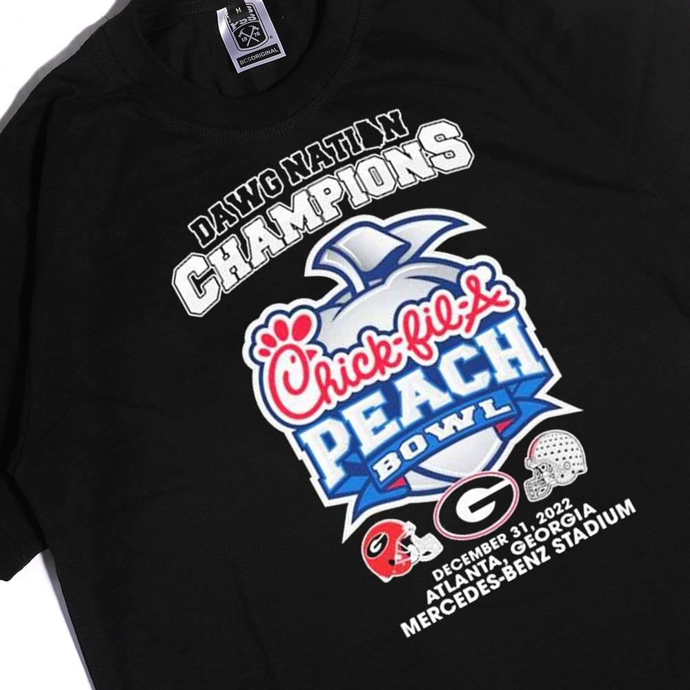 Dawg Nation Georgia Bulldogs 2022 Peach Bowl Champions Ladies Tee Shirt
