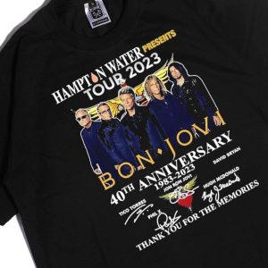 Men Tee Hampton Water Presents Tour 2023 Bon Jovi 40th Anniversary 1983 Thank You For The Memories Shirt