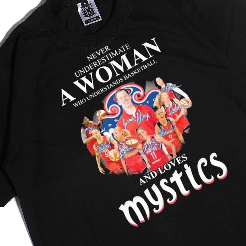 Never Underestimate A Woman Who Understands Basketball And Loves Washington Mystics Signatures Shirt