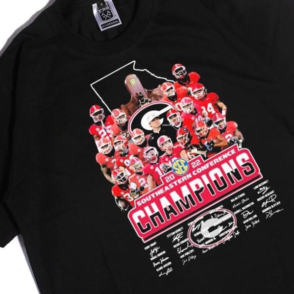 State Georgia Bulldogs 2022 Sec Southeastern Conference Champions Signatures Ladies Tee Shirt