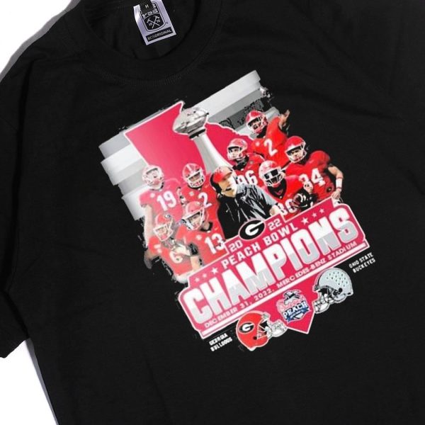 State Georgia Bulldogs Peach Bowl Champions 2022 Ladies Tee Shirt