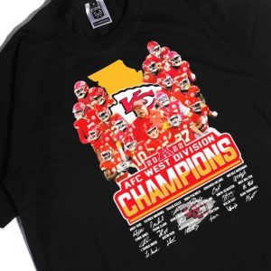 Men Tee State Kansas City Chiefs 2022 Afc West Division Champions Signatures Ladies Tee Shirt