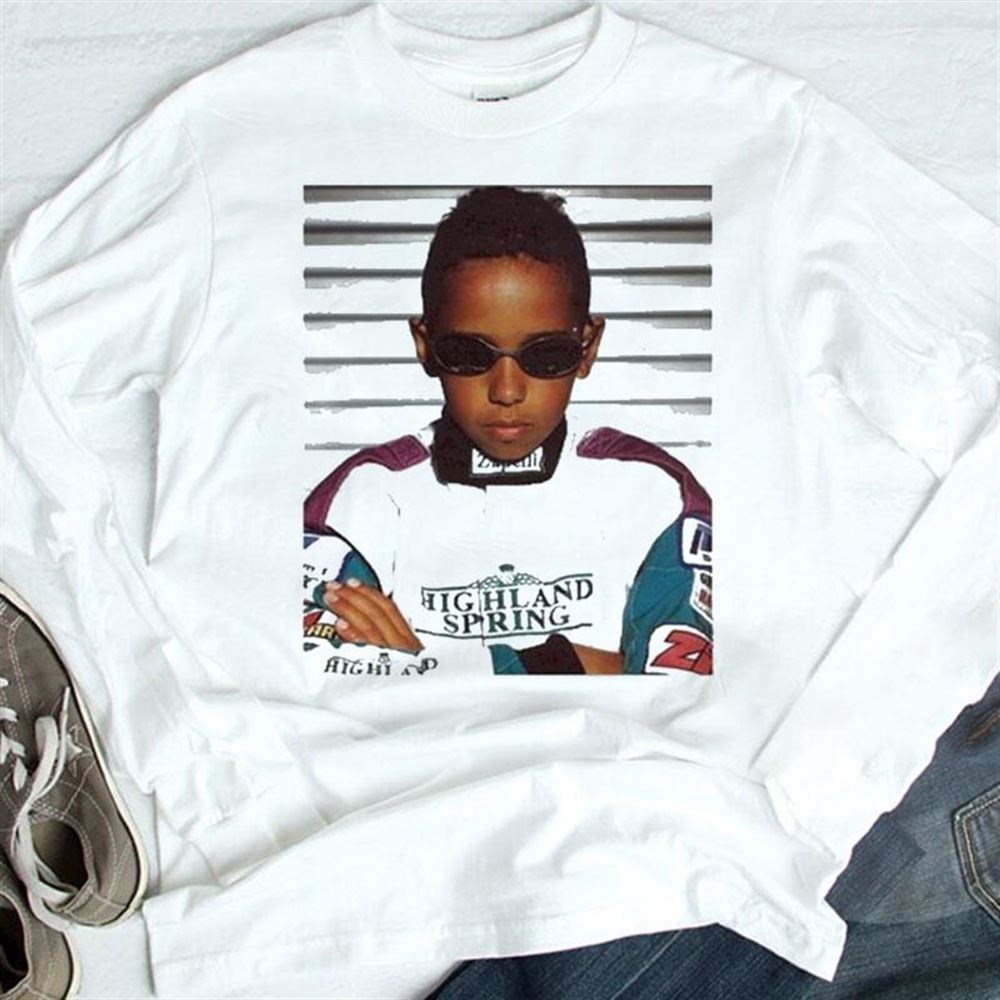 Lewis Hamilton Wearing Image Of Himself As A Young Kid In A Serious Pose New T-Shirt