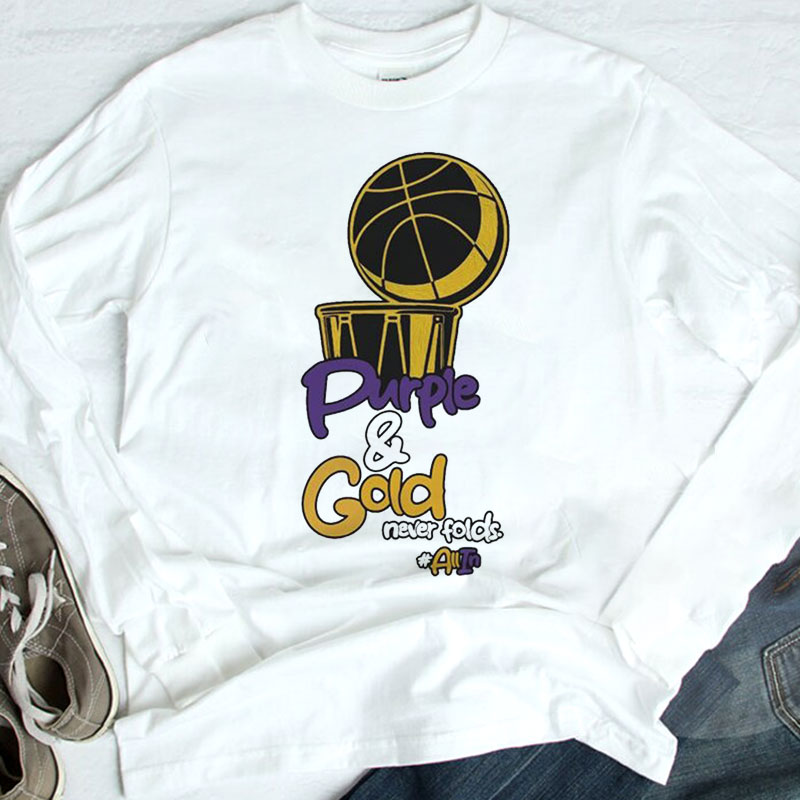 Los Angeles Lakers Purple Gold Never Folds T-Shirt