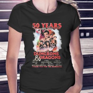 woman shirt 50 Years Of Dungeons And Dragons Thank You For The Memories Signatures 1973 2023 Ladies Tee