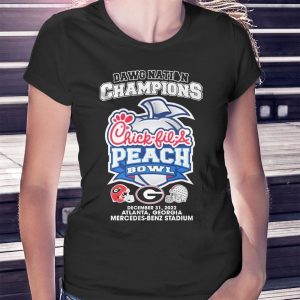 woman shirt Dawg Nation Georgia Bulldogs 2022 Peach Bowl Champions Ladies Tee Shirt