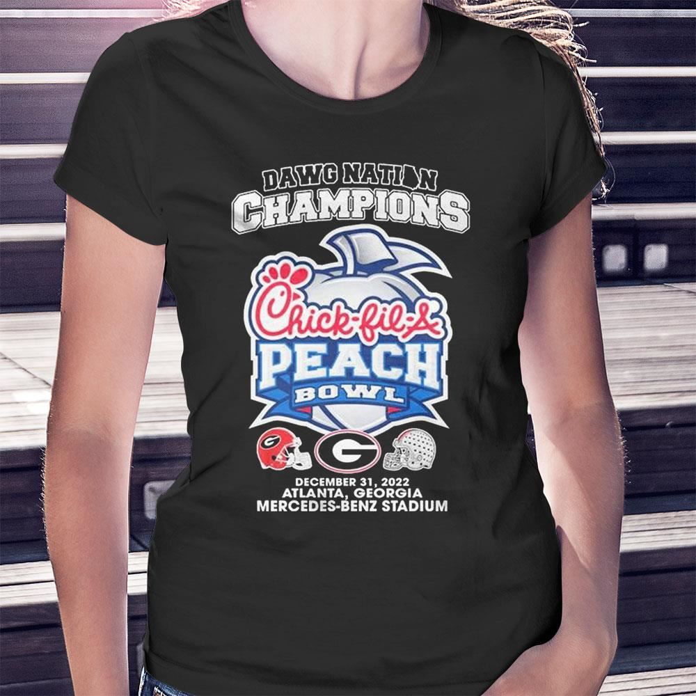 Dawg Nation Georgia Bulldogs 2022 Peach Bowl Champions Ladies Tee Shirt