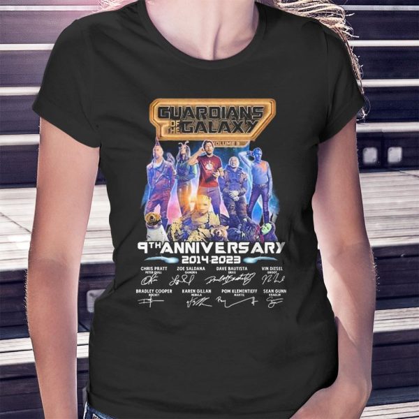 Guardians Of The Galaxy Vol 3 9th Anniversary 2009 2023 Signatures Ladies Tee Shirt