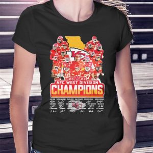 woman shirt State Kansas City Chiefs 2022 Afc West Division Champions Signatures Ladies Tee Shirt