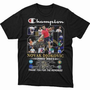1 Unisex shirt Novak Djokovic 2003 2023 Champion Thank You For The Memories Signature Shirt