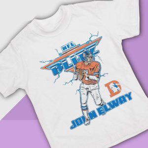 white shirt Nfl Blitz Denver Broncos John Elway T Shirt