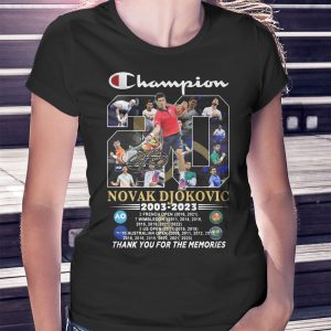 woman shirt Novak Djokovic 2003 2023 Champion Thank You For The Memories Signature Shirt
