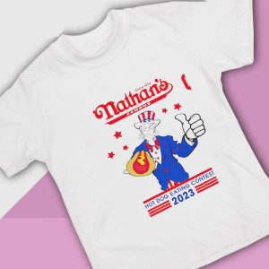 1 Nathans Hot Dog Eating Contest 2023 T Shirt Ladies Tee