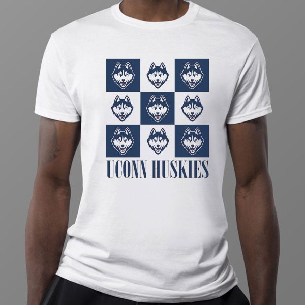 Uconn Huskies Checkerboard Logo Shirt, Ladies Tee