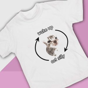 1 Wake Up Act Silly Cat T Shirt Ladies Tee