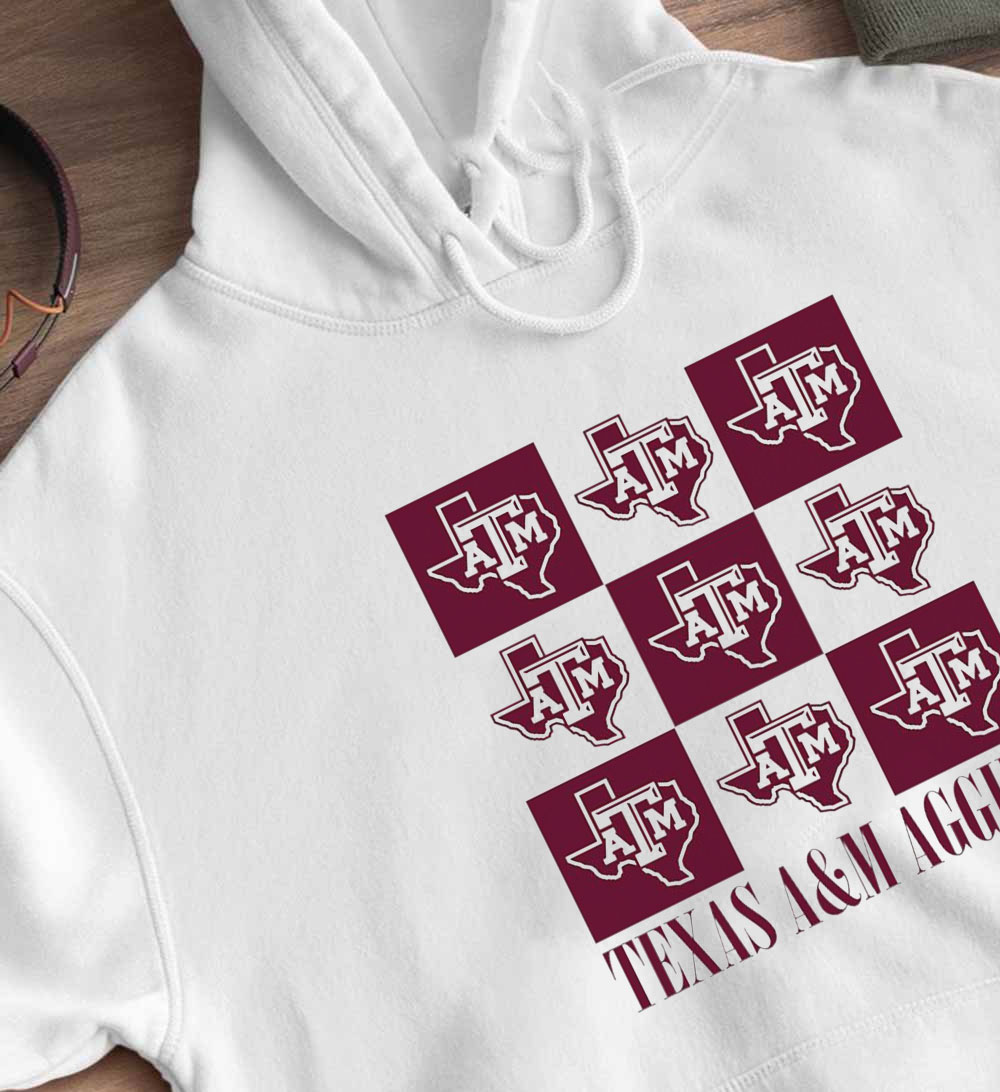 Texas A M Aggies Checkerboard Logo Shirt, Ladies Tee