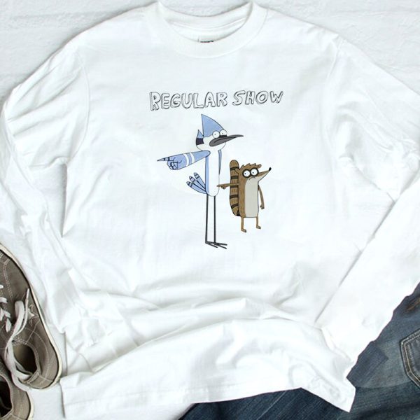 Mordecai And Rigby Pointing Regular Show Shirt, Ladies Tee