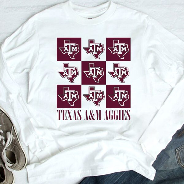 Texas A M Aggies Checkerboard Logo Shirt, Ladies Tee
