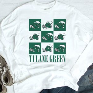 3 Tulane Green Wave Checkerboard Logo Shirt Ladies Tee