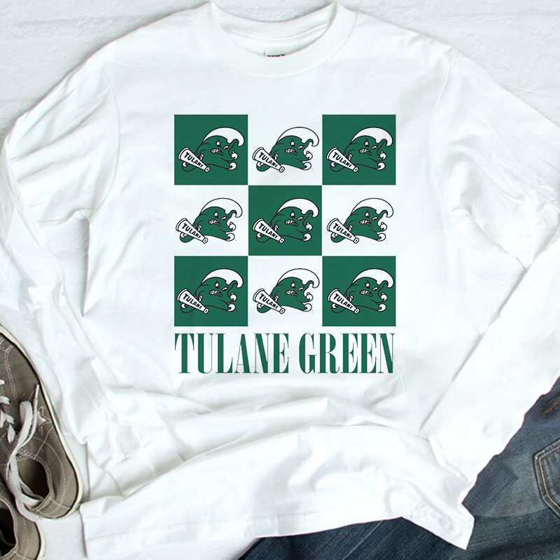 Tulane Green Wave Checkerboard Logo Shirt, Ladies Tee